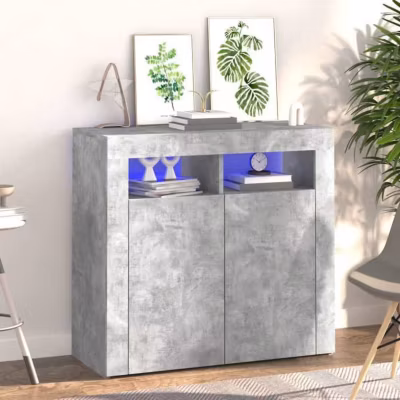 vidaXL Buffet avec Lumières LED, Meuble de Rangement, Armoire de Rangement, Organisateur de Salon Salle de Séjour Intérieur, 80433