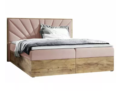 Lit continental Baltimore 191, Unique, Rose, Tissu, Disponible