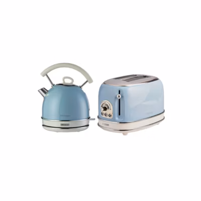 PACK  Bouilloire électrique 1,7L + Grille-pain 2 fentes 815W Bleu Vintage ARIETE