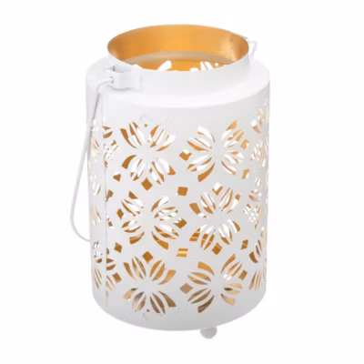 Lanterne design en métal H13 cm – Blanc- Atmosphera