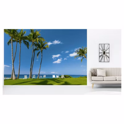 Papier peint intissé A L OMBRE  DES PALMIERS 400 x 270 cm (LxH) – Tapisserie murale panoramique XXL, Made in France par Scenolia