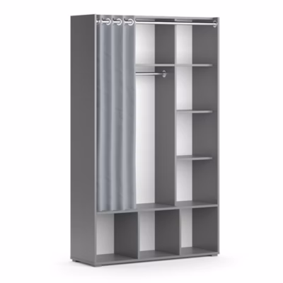Vicco Armoire pour enfants Gris 38×178.1cm avec tringle à rideaux