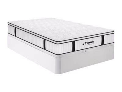 Ensemble 160 x 200 cm sommier coffre blanc + matelas anti-feu ressorts ensachés et surmatelas intégré ép.28cm – DELICE de YSMÉE