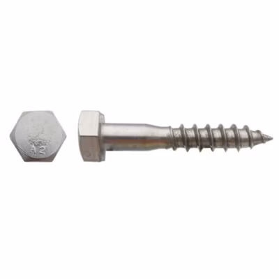 50 Tirefonds Bois Tête Hexagonale 10 x 80 mm – DIN 571 – Inox A2 – D-Work