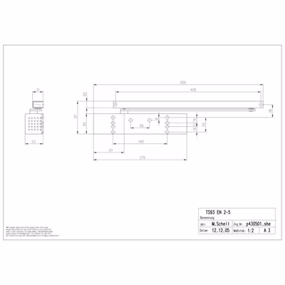 Ferme-porte TS 93 B2S CONTUR F2-5 sans bras blanc – DORMA – 43080011