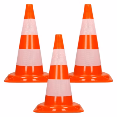 Cônes de signalisation routière cône de chantier orange blanc 47 cm 3 pièces