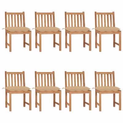 vidaXL Chaises de jardin 8 pcs avec coussins Bois de teck massif 3073160
