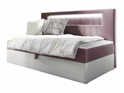 Lit continental Baltimore 168, Unique, Pourpre, Faux cuir, Disponible