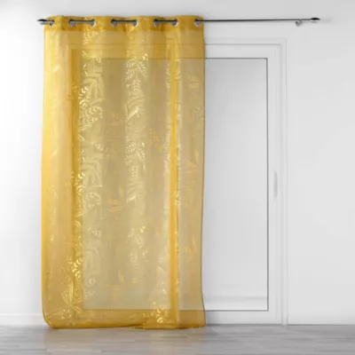 Voilage à oeillets 140 x 240 cm imprimé métallisé Belflor Jaune/Or