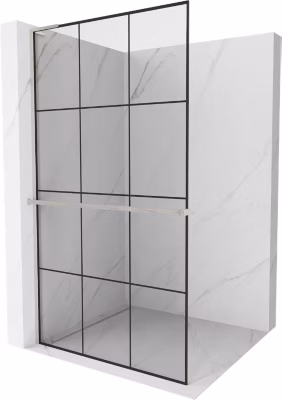 Mexen Kioto+ L paroi de douche avec étagère Walk-in 100 x 200 cm, grille noire, nickel brossé – 800-100-123-97-77