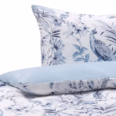 Ensemble de housses de couette BALLARD Satin de coton 155 x 220 cm Bleu