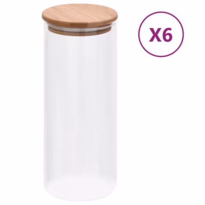 Pots de conservation en verre couvercle en bambou 6 pcs 1000 ml vidaXL