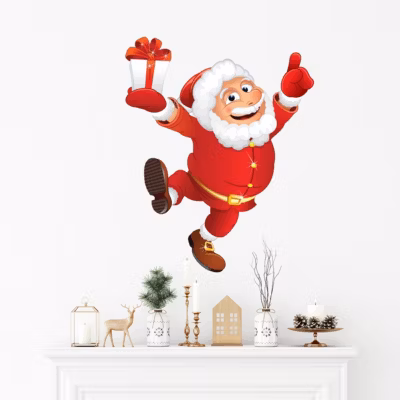 Sticker Noël le joyeux Père Noël – Autocollants stickers adhésifs noël – décoration fêtes – 160x120cm