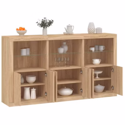 vidaXL Buffet avec Lumières LED, Armoire avec Porte, Meuble de Rangement, Organisateur de Salon Entrée Salle de Séjour, 3209151
