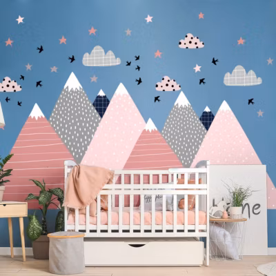 Stickers enfant montagnes scandinaves marika 110 x 165 cm