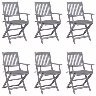 vidaXL Chaises pliables d&rsquo;extérieur 6 pcs avec coussins Bois d&rsquo;acacia