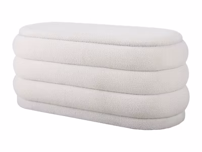 Banc coffre – Tissu bouclette – Blanc – ECAMBI