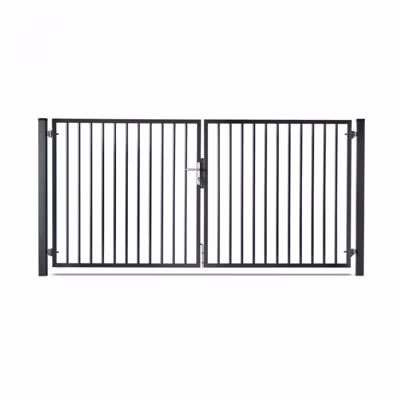 Portail barreaudé acier galvanisé passage 3m00 H 1m00 Gris anthracite