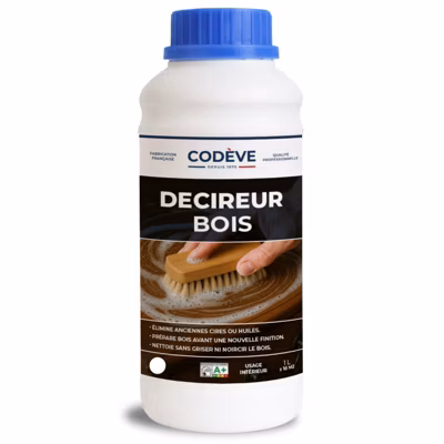 Decireur – 1 L   – Codeve Bois – Pour Le Décapage De La Cire, Huile Ou Graisse Sans Noircir Le Bois.