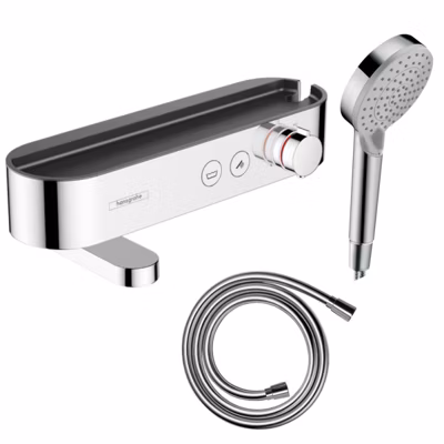 Pack mitigeur bain douche thermostatique HANSGROHE ShowerTablet Select + Flexible Isiflex + Pommeau de douche Vernis Blend Chromé