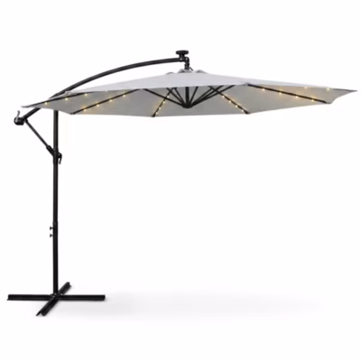 Parasol de jardin MILIN avec éclairage LED gris clair, Poids 12,7 kg Dimensions L300 x l300 x H245 cm