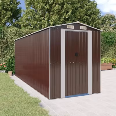 3147464 vidaXL Abri de jardin Marron foncé 192x523x223 cm Acier galvanisé