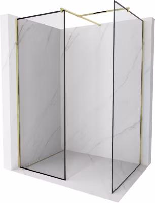 Mexen Kioto paroi de douche Walk-in 110 x 80 cm, cadre noir, doré – 800-110-202-50-70-080