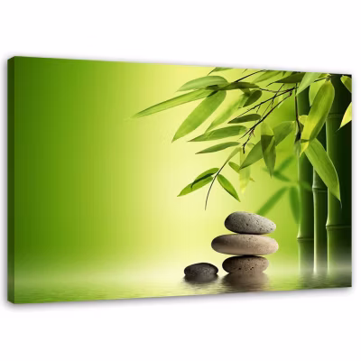 Tableau sur toile, Pierres Zen Bambou 100×70 cm