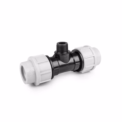 Raccord à compression Té fileté Mâle 90 deg PE 25mm / GZ 1&Prime; (Lot de 2)