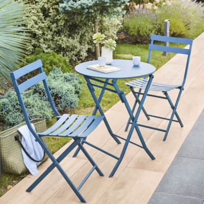Table de jardin pliante ronde Greensboro Pétrole – Hespéride