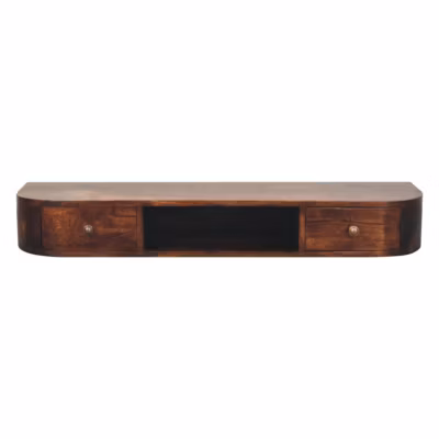 Artisan FurnitureBois massif Lunar 2 tiroir à fixation murale châtaignier Console, 1 étagère, marron