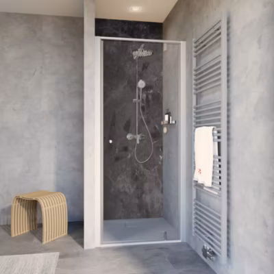 Schulte porte de douche pivotante – 100×200 cm -réversible – 6 mm – transparent – profilé alu