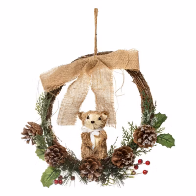 Couronne avec pommes de pin et personnage 32cm – feeric lights & christmas