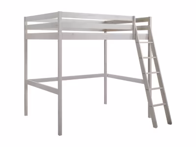 Lit mezzanine – 140 x 190 cm – Pin massif – Blanchi -GEDEON II