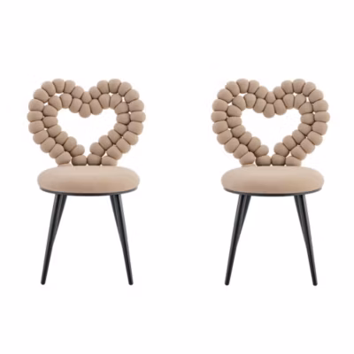 2 Chaises Velours Camel – Dossier Triangulaire, Pieds Noirs