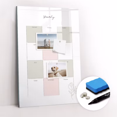 Tableau Magnétique Mural Wallfluent 40×60 cm Planificateur annuel Marqueur noir Idéal Bureau Et Maison