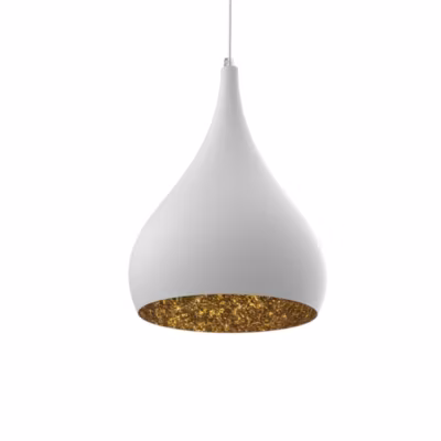 LUMICOM – CALICE Suspension, 1X E27, max 42W, métal, feuille d&rsquo;or/blanc, D.20cm