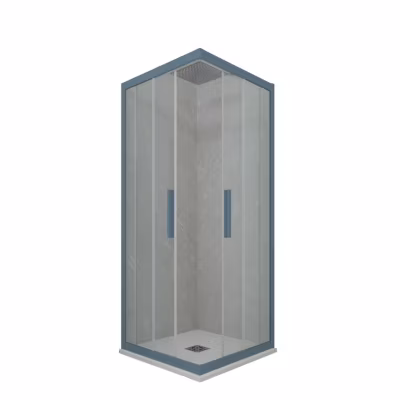 Cabine parois de douche angulaire coulissante 80×100 cm H 200 en PVC Bleu Navy Verre Transparent mod. Kolors