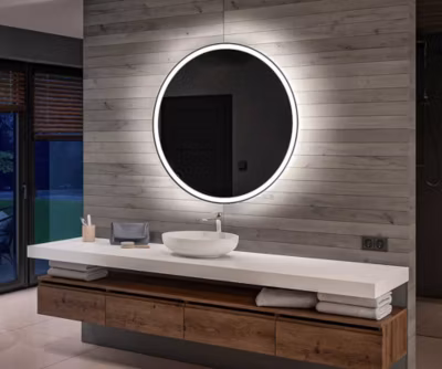 Miroir LED eclaire Par Batterie Illumination Salle de Bain (70x70cm) Lumineux Miroir avec eclairage Blanc Froid 7000K