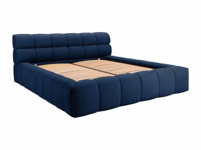 Lit coffre 180 x 200 cm – Tissu – Bleu nuit – FORVIK II