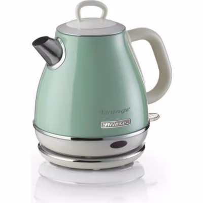 Bouilloire Vintage 1L Vert – ARIETE – 1630 Watt – Métal – Coulée sans fil – Socle 360 degrés