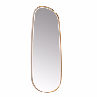 Miroir de salle de bain or rose avec LED et variateur tactile – Geraldien