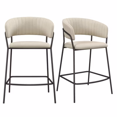 LUCA-Fauteuil de bar en tissu Beige (x2)