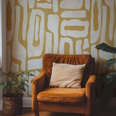 Papier peint panraomique et abstrait avec des formes organiques – 85×260 cm (l x h)