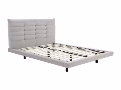 Lit 180 x 200 cm avec tête de lit capitonnée – Velours – Gris – NISATIO