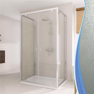 Cabine douche 3 côtés 90x80x90 CM H198 Opaque mod. Cristal Trio 2 Portes