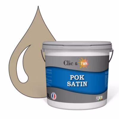 Peinture murs intérieurs satinée- Cuisine & Salle de bain POK SATIN – Lin Foncé 100m² – 10L
