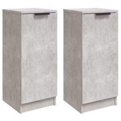 811142 vidaXL Buffets 2 pcs Gris béton 30x30x70 cm Bois d&rsquo;ingénierie