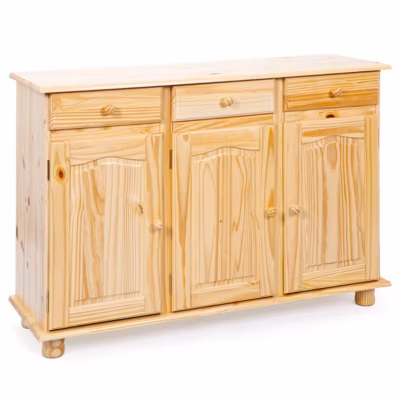 Bahut 3 Portes Pin Massif « Abaco » 130cm Naturel