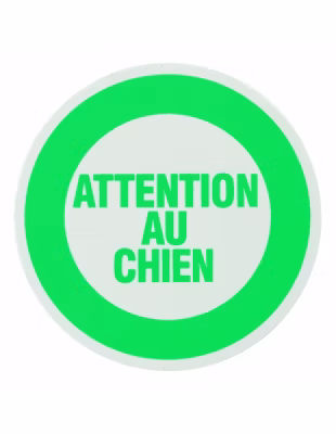 Disque de signalisation Attention au chien, polystyrène rigide adhésif, diamètre 80mm – THIRARD